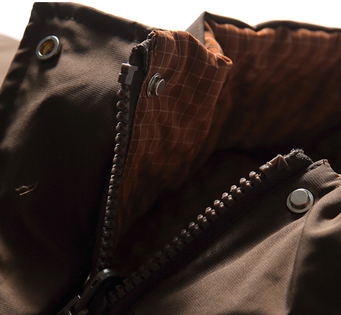 Reversible check nylon puffer jacket zip and button Reversible check nylon puffer jacket zip and button