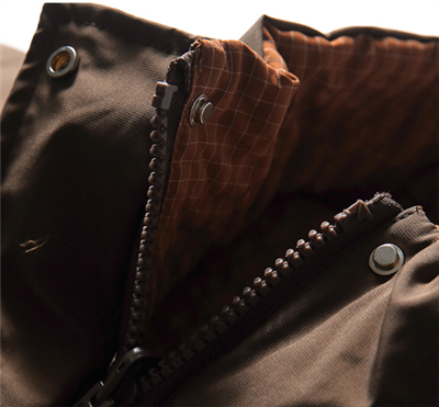 Reversible check nylon puffer jacket zip and button