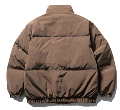 Reversible check nylon puffer jacket back of outer side