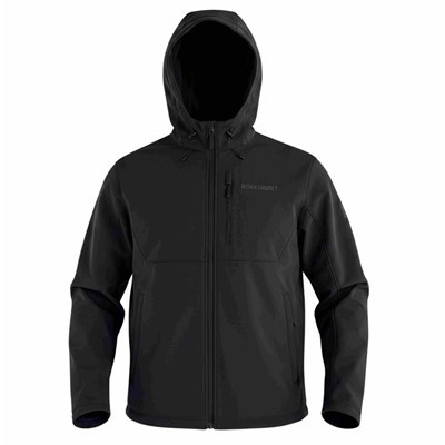 Men's Black Hooded Softshell Jacket