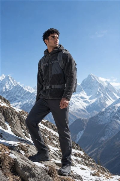 Men's Two‑Tone High‑Pile Outdoor Hooded Jacket price