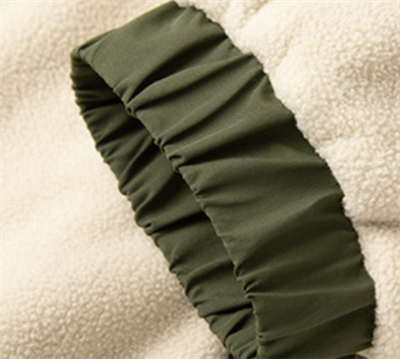 White fleece zip jacket cuff